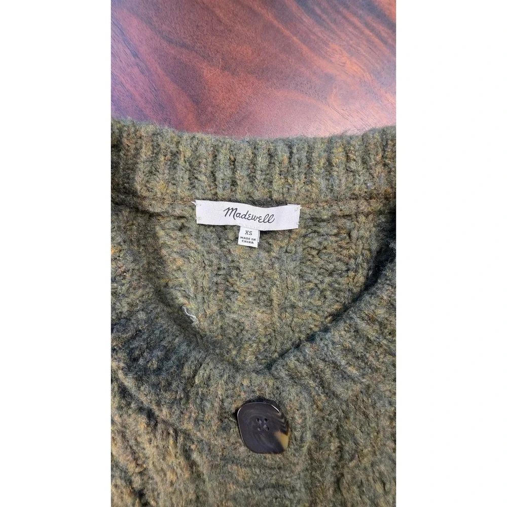 Madewell Cable Knit Cardigan Marled Button Crewneck Coast ANTHROPOLOGIE